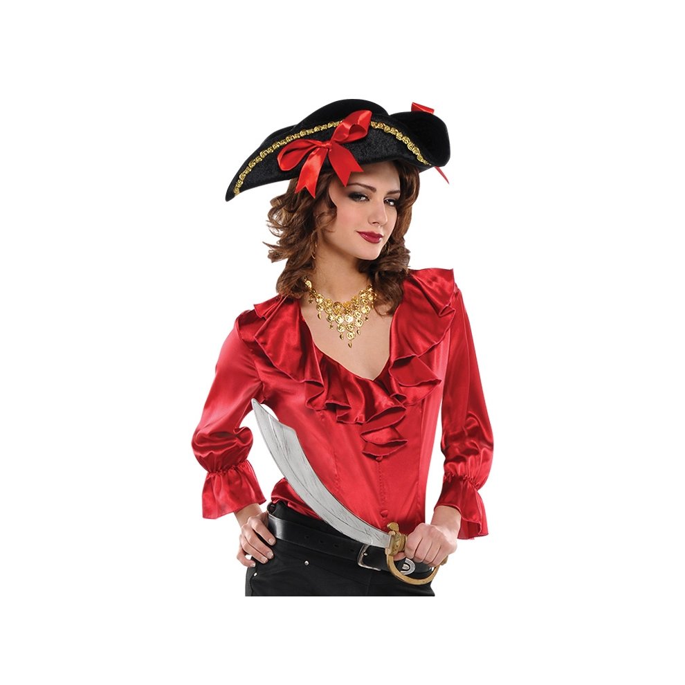 Amscan Red Ruffled Pirates Blouse UK Size Medium RRP 9.99 CLEARANCE XL 1.99